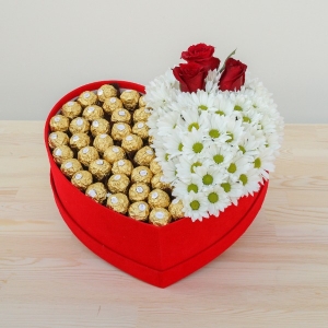  Manavgat Çiçek - Ferrero Rocher Çikolata, Papatya Ve Gül Aranjmanı